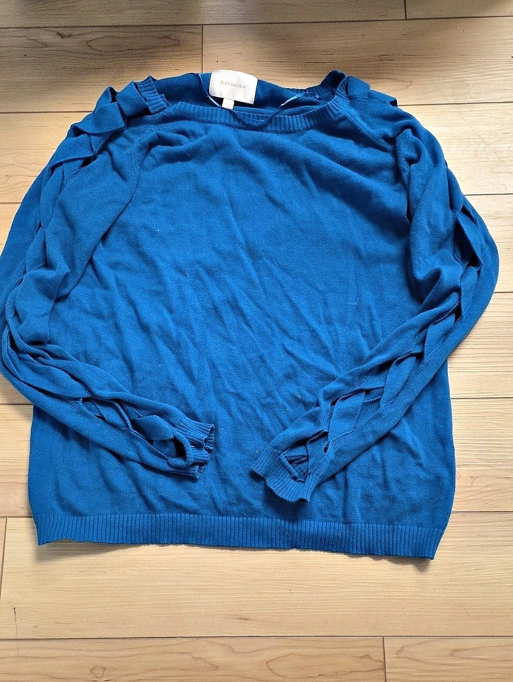 Free People Blue Knit Crew Neck Sweater